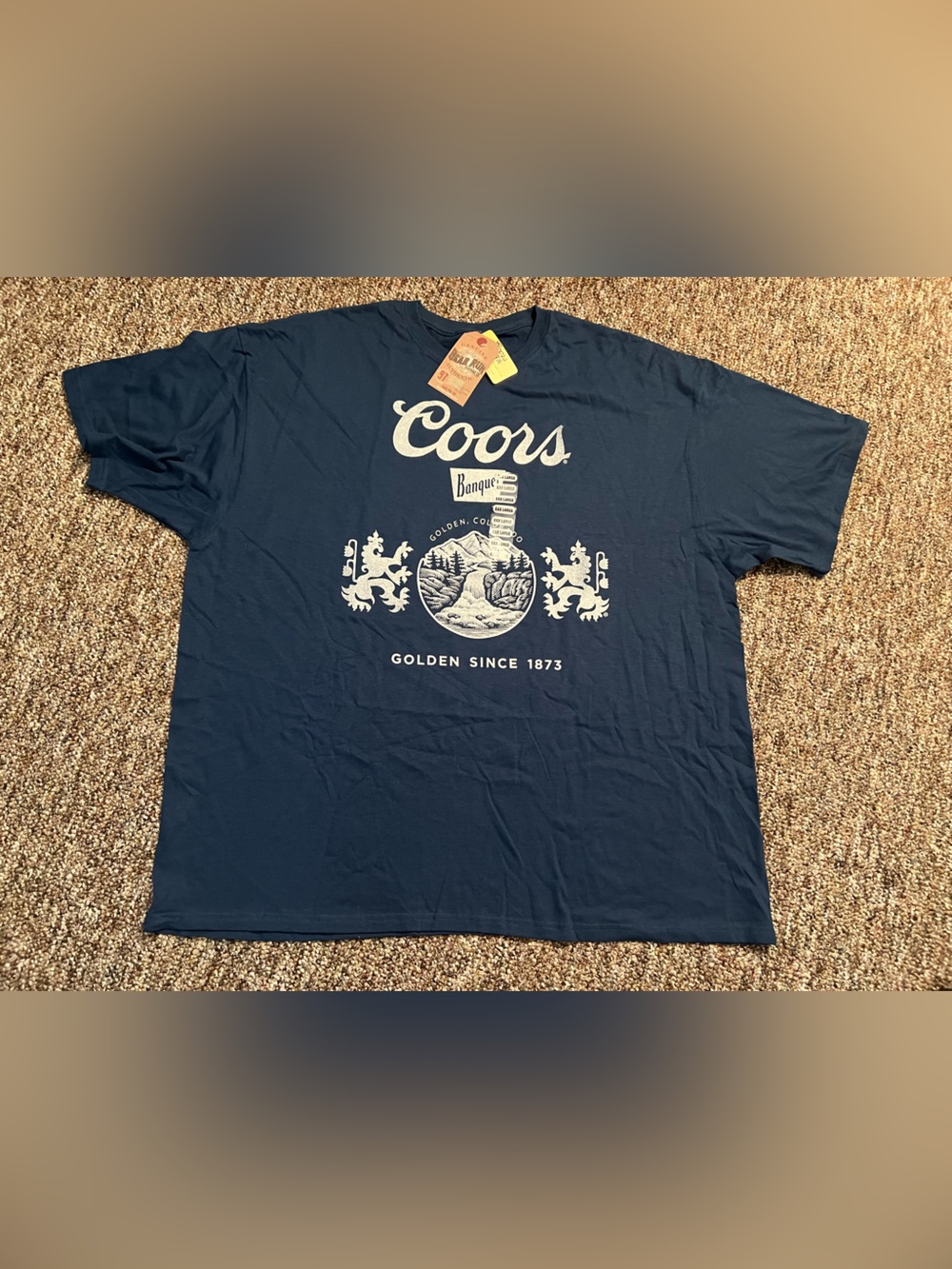 Coors Banquet Men’s Graphic Print Navy Short Sleeve Lightweight Tee Size 3XL New
